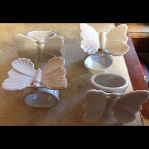 New White Ceramic Butterfly Napkin Holders